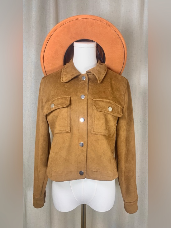 1 Sunset Lane Jackets & Blazers - 1 Sun Set Lane Size Small Camel Faux Suede Snap Front Jacket